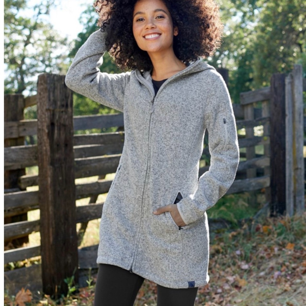 LL Bean fleece zip up jacket size medium nwt oatmeal color